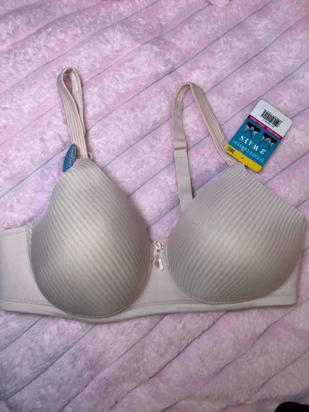 Vanity Fair Light Nude Striped T-Shirt Bra